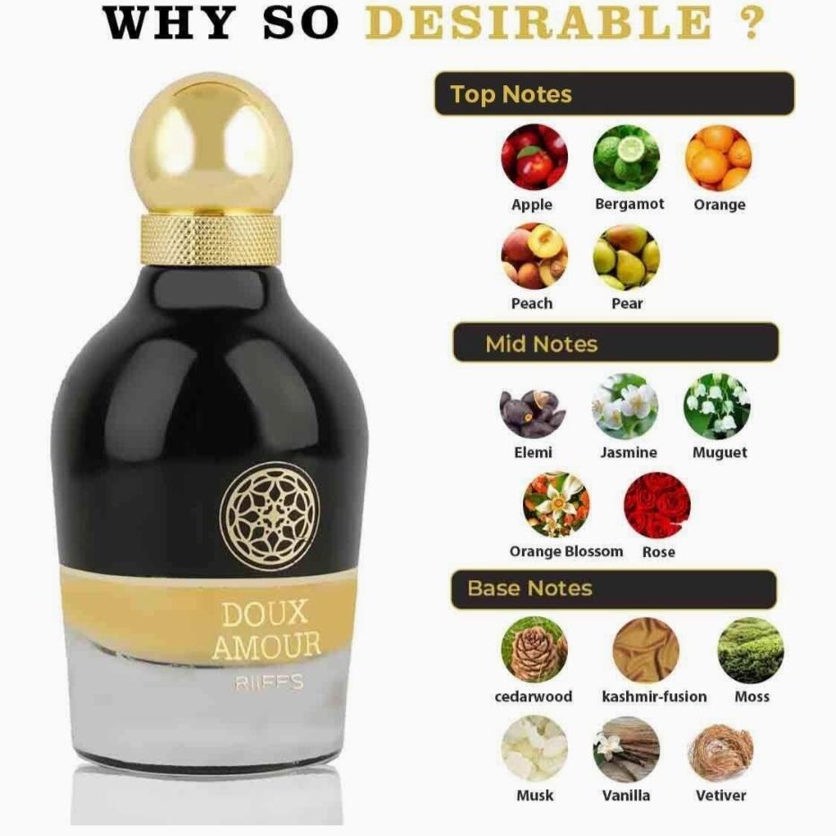 RiiFFS Doux Amour Imported Long Lasting 100ml Men Scent, Fruity, Floral & Woody, Soothing Fragrance