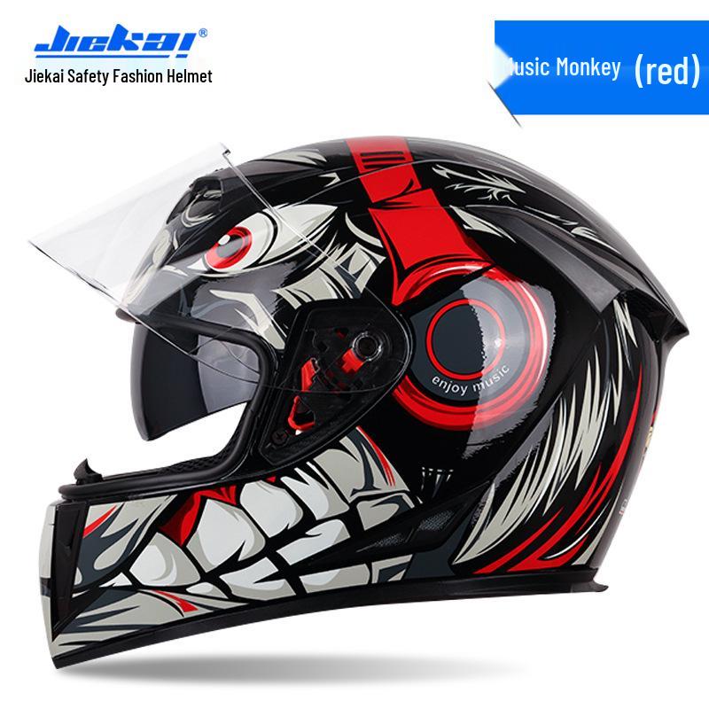 Jiekai Full Face Electric Motorcycle Helmet - Unisex, All-Season Racing Safety