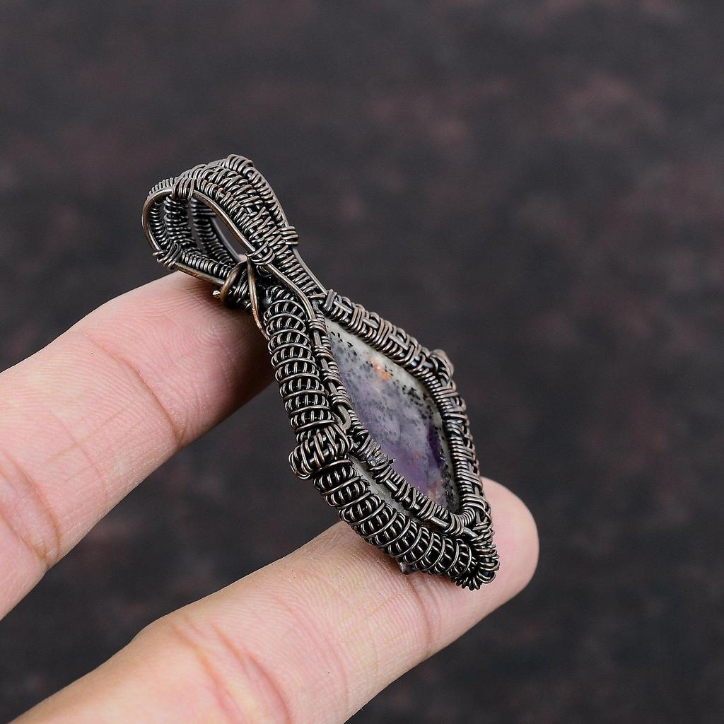 Super 23 Amethyst Gemstone Pendant Copper Wire Wrapped Pendant Unique Copper Jewelry Elegant Pendant Handmade Pendant Wire Jewelry For Gift
