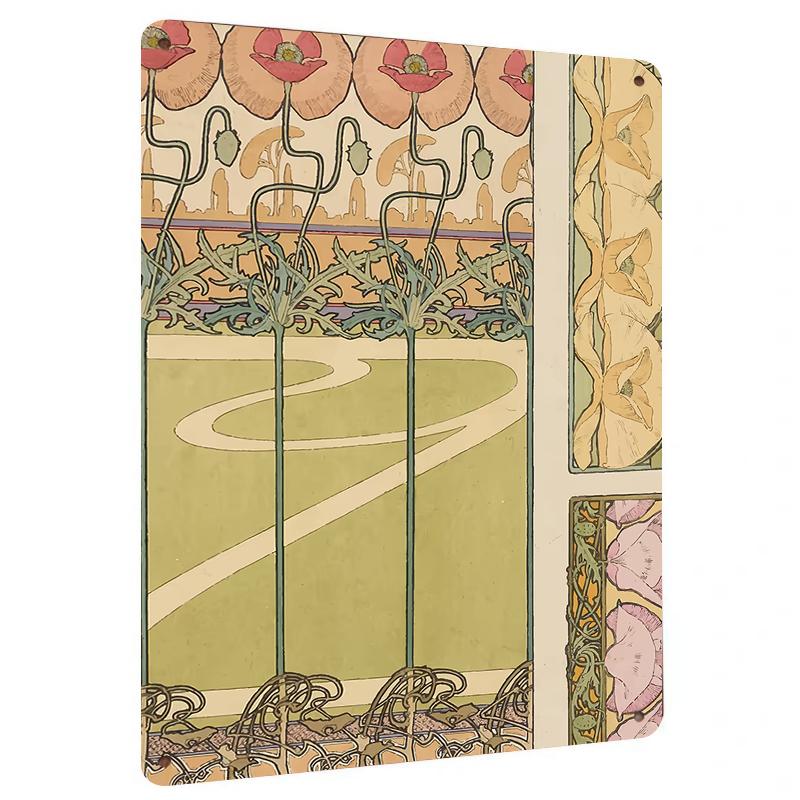

Art Nouveau Style Hand Painted Poppy Iron Painting Vintage Home Wall Decor for Living Room Entrance 20x30cm（7.8x11.8inch）