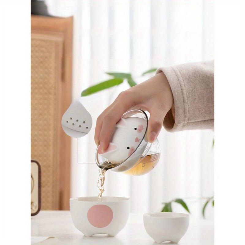 2pcs Tea Sets Company Opening Gift Cut Cartoon Tea Cup Set For Birthday Gift Holiday Gift And Festival Gift 3.74*3.74*2.95inch Food Service Equipment