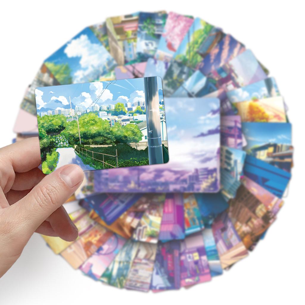 50 Japanese Comic Street Scene Graffiti Personalized Small and Fresh Decorative Skateboard Mobile Phone Case Suitcase Stickers Waterproof