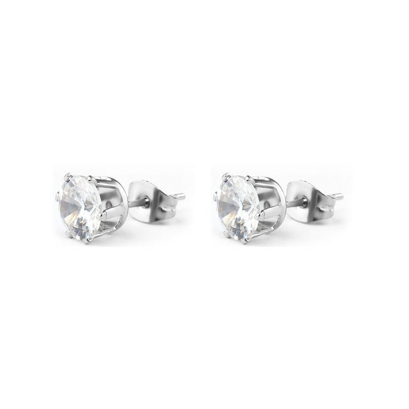 48 PCs European and American Stainless Steel Black Cross Stud Earrings