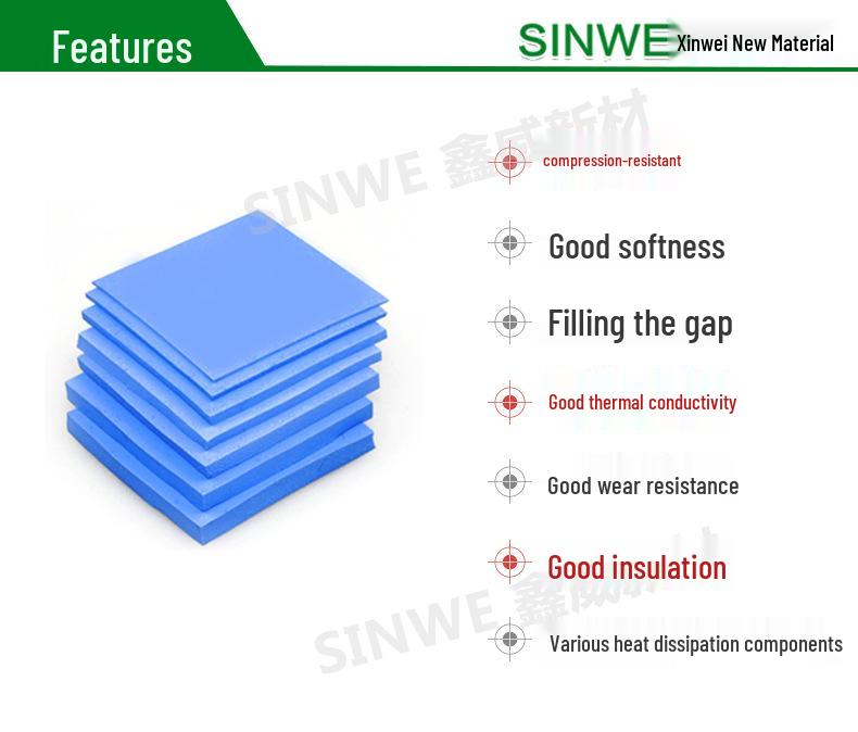 High Thermal Conductivity Silicone Pad for Graphics Card and CPU Cooling