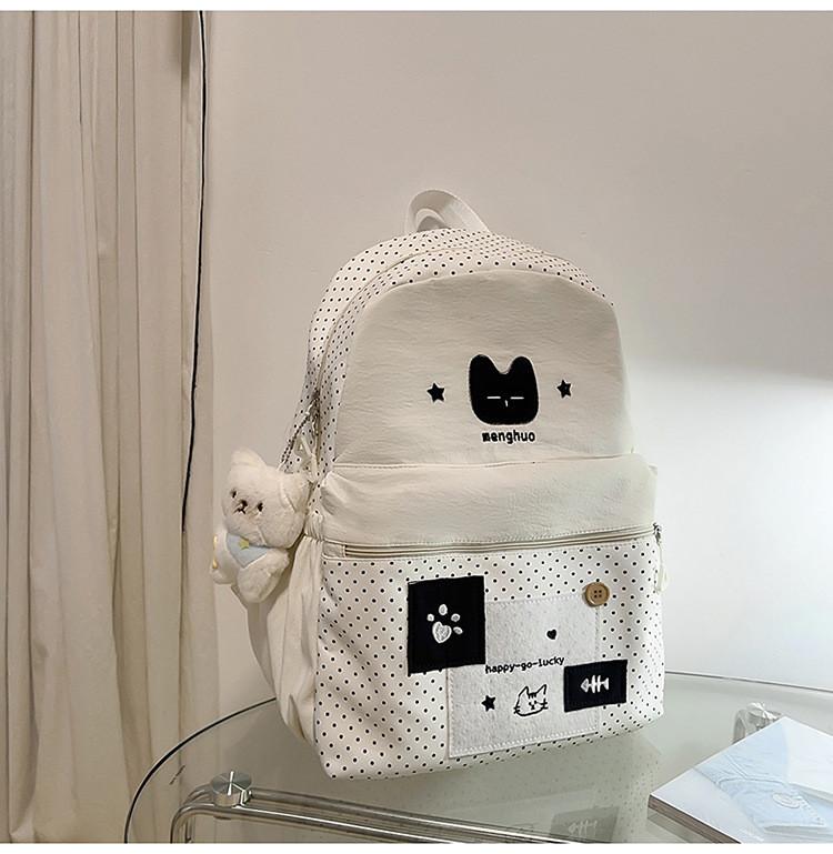 Süßer Katzen-Punkt-Rucksack Für High-School-Mädchen Nylon-Schultasche
