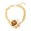 Stylish Necklace Rose Pendant Necklace Unisex Necklace Metal Texture Neck Jewelry Charm Necklace for Fashion Lover