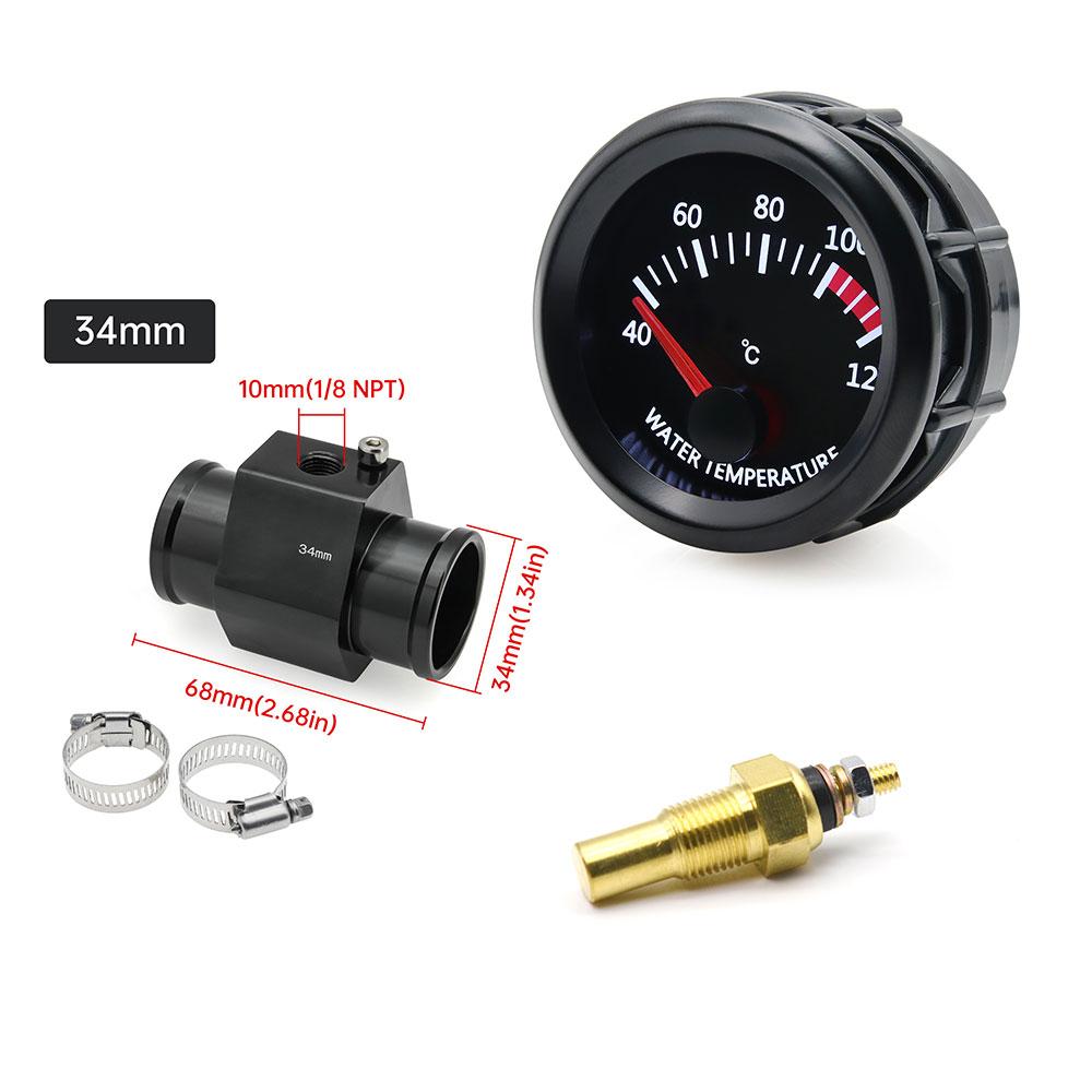 Jauge de température d'eau 52 MM 12 V pour voiture, instrument de température d'huile avec capteur de température, ensemble avec adaptateur 26 MM-40 MM, accessoires de voiture