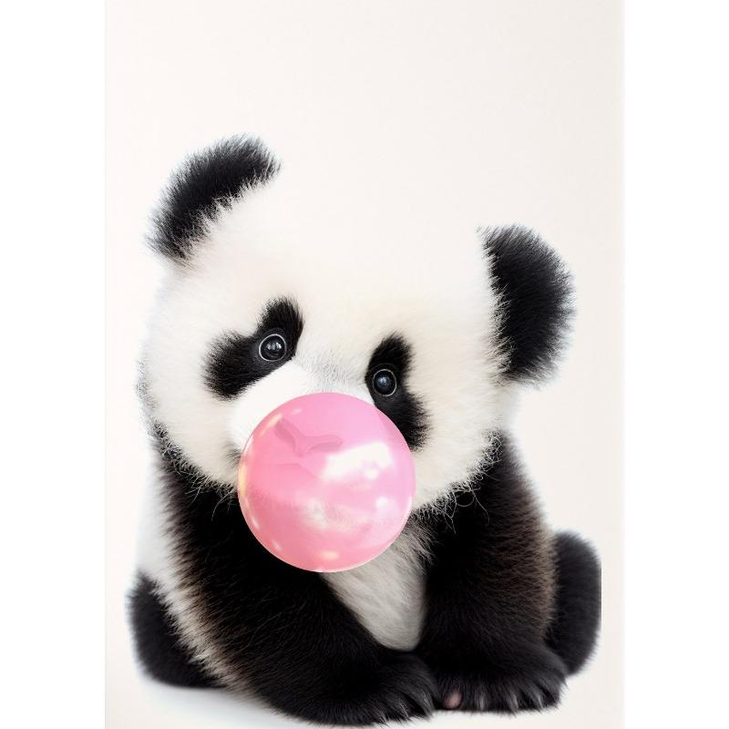 Baby Zebra Rabbit Deer Zebra Raccoon with Pink Gum Poster Baby Animals Nursery Wall Art Canvas Painting Print Wall Decor Mural