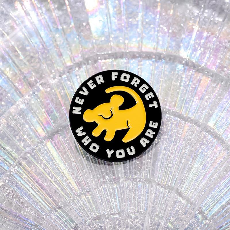 Stylish And Fun Geometric Round Never Forget Who You Are Cartoon Dog Metal Pin