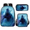 Godzilla vs. King Kong 2Godzillax Kongnoul Student Ghiozdan Geantă Etui Set din Trei Piese