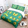 Animated Avocados Having Fun Pattern Duvet Cover Set Digital Print Colorful Polyester Bedding With Zipper Closur For Kids Gift