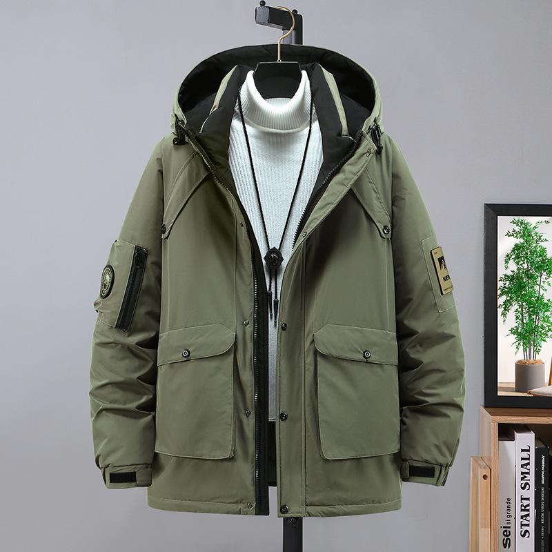 350 Jin Men's Extra Large Slimming Down Jacket - Plus Size Thickened Mid-Length Cotton Coat for Larger Sizes