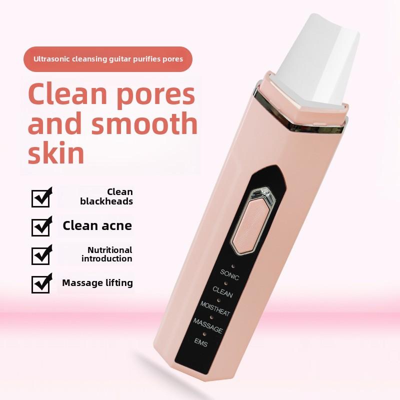 Ultrasonic Leather Shovel Machine, Beauty Instrument Electric Blackhead Removal Cleansing Leather Shovel Knife English Facial Beauty Instrument