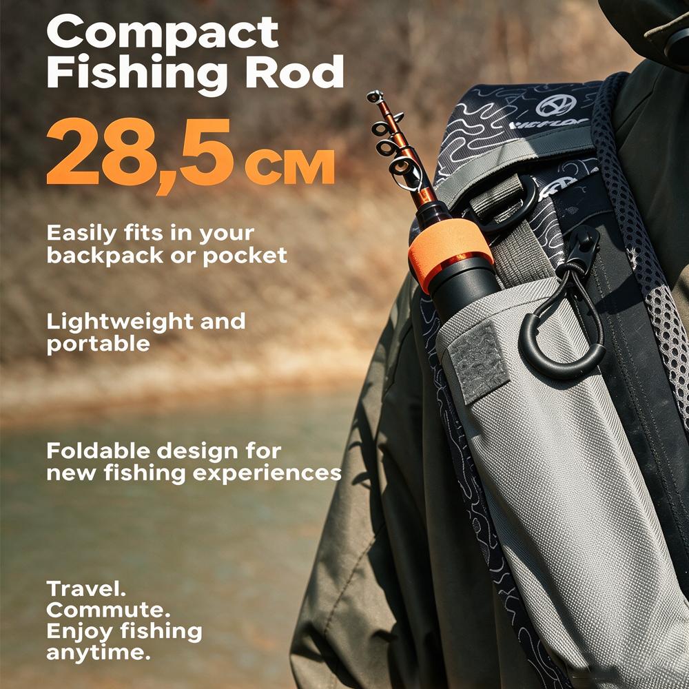 Stijlvolle Oranje Draagbare Telescopische Carbon Vaste Hengel met Comfortabel EVA Handvat voor Alle Wateren Perfect Cadeau voor Vrouwen en Meisjes