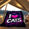 1pc I Love Cats Print Outdoor Blanket, Lightweight Polyester,