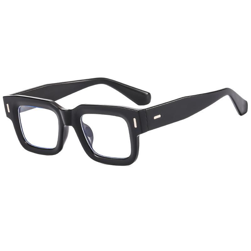 New retro square thick leg flat mirror anti-blue light glasses daily commute plain student office glasses
