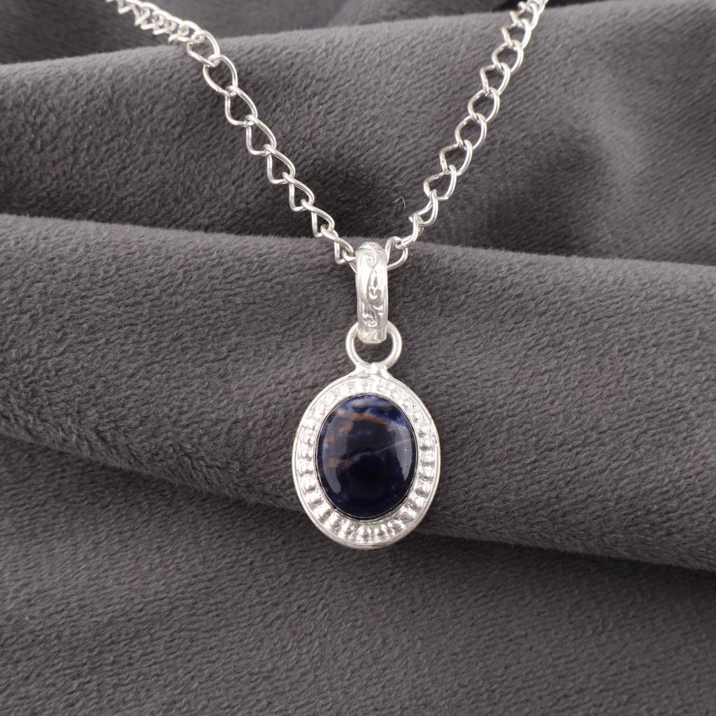 Sodalite Jewelry, Handmade 925 Solid Sterling Silver Pendant Handmade Beautiful Silver Jewelry Women's Pendant For Her