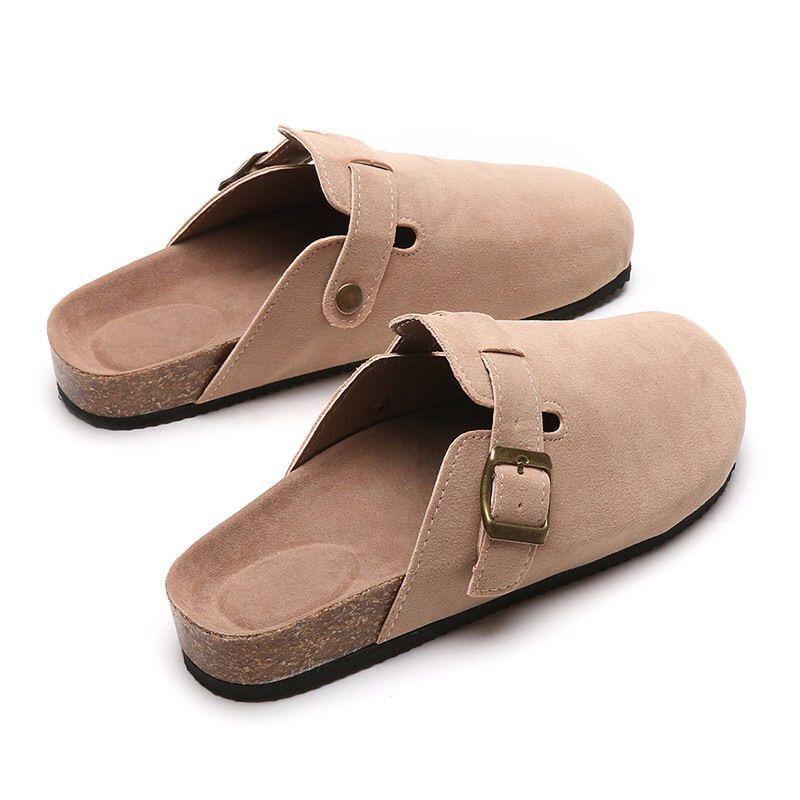 New Large Size One-pedal Flat-bottomed Bag Head Half Slippers Women's Summer Wear Round Head Half-drag Lazy Shoes