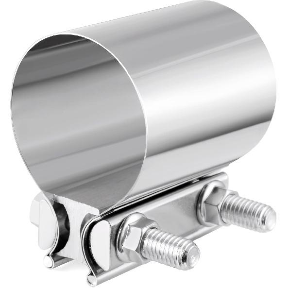 GaRhomxy 2.5  Exhaust Clamp 304 Stainless Steel Heavy-Duty Lap Joint Band Clamp, Used for Mufflers, Catalytic Converters, Exhaust Pipes (2 Pack) 1PC