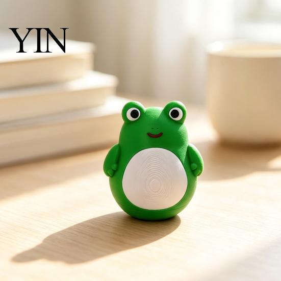 Safe Rounded Edge Playthings 3D Printed Mini Frog Tumbler Toy, Roly-Poly Wobbling Cartoon Miniature Figures, Early Education Enlightenment Tools