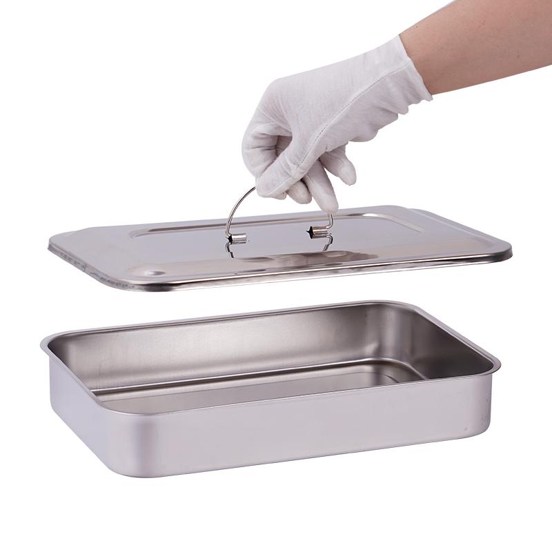 Stainless Steel Dental Instruments Tray With Lid Surgical Tool Medical Disinfection Sterilization Container New
