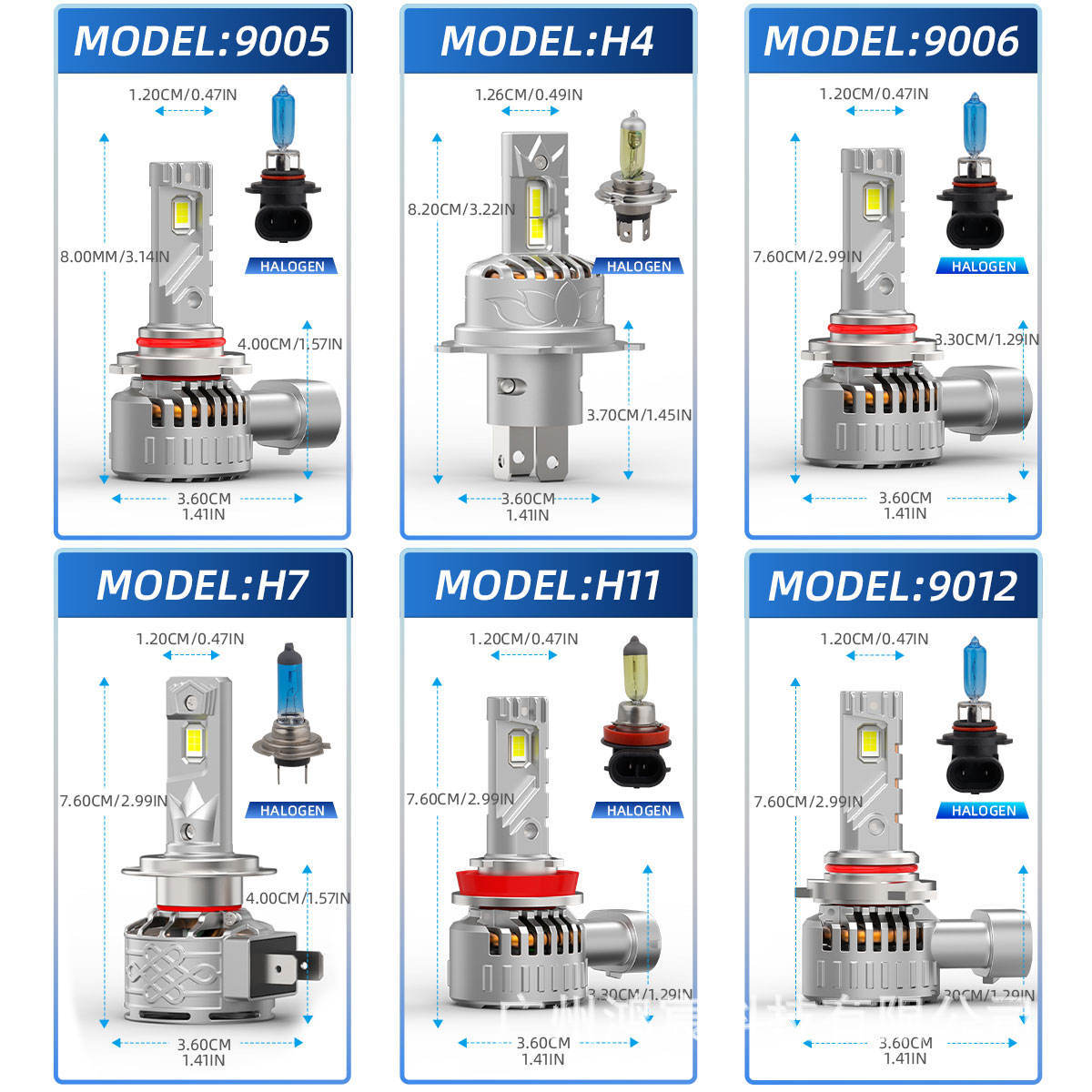 Светодиодные лампы H11/H7/H4, 59800 лм Ультраяркая противотуманная лампа H11, Срок службы 50000+ часов, H11 Передний свет 6000K Белый, 1:1 размер Plug N Play противотуманная фара, упаковка из 2 штук 9012