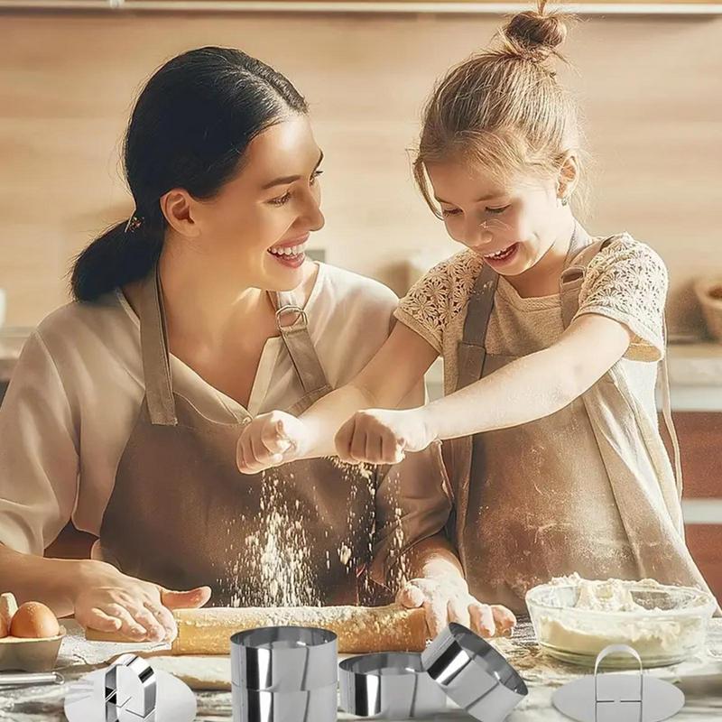 Stainless Steel Cake Mold Round Mold Pressure Plate With Push Piece Rustproof Baking Cake Rings Onigiri Bento Sushi Baking Tool