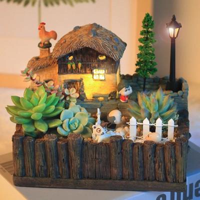Pryskyřičná mikrokrajinka, sukulentní rostliny, váza, kaktus, kreativní květináč, květináč, bonsai, stojan na orchidej, ZM807