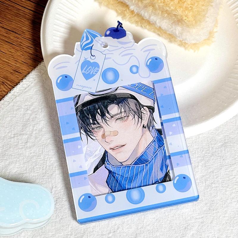 

Kawaii Cake Acrylic Photo Frame for 3 Inch Kpop Idol Anime Card Strawberry Cake Protective Case Photocard Sleeves Wholesales Only Frame голубика