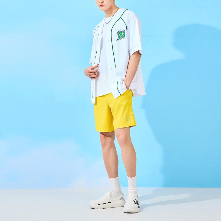 New MLB Base Logo Casual Shorts Unisex Yellow 3ASMR0133-05MSS