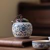 Beige Blue and White Ru Kiln Travel Tea Set Portable Express Cup One Pot Three Cups Set Company Gift Outdoor