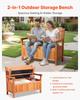 Outdoor Storage Bench, 2-Person Wooden Storage Bench, 125L Deck Box with Side Handle, Supports up to 320 kg, Weatherproof Outdoor Seating & Porch