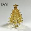Small Desktop Christmas Tree Glazed Glass Ornament with Star Topper, Colorful for Home Art, Faux Crystal Tabletop Decor Office Art