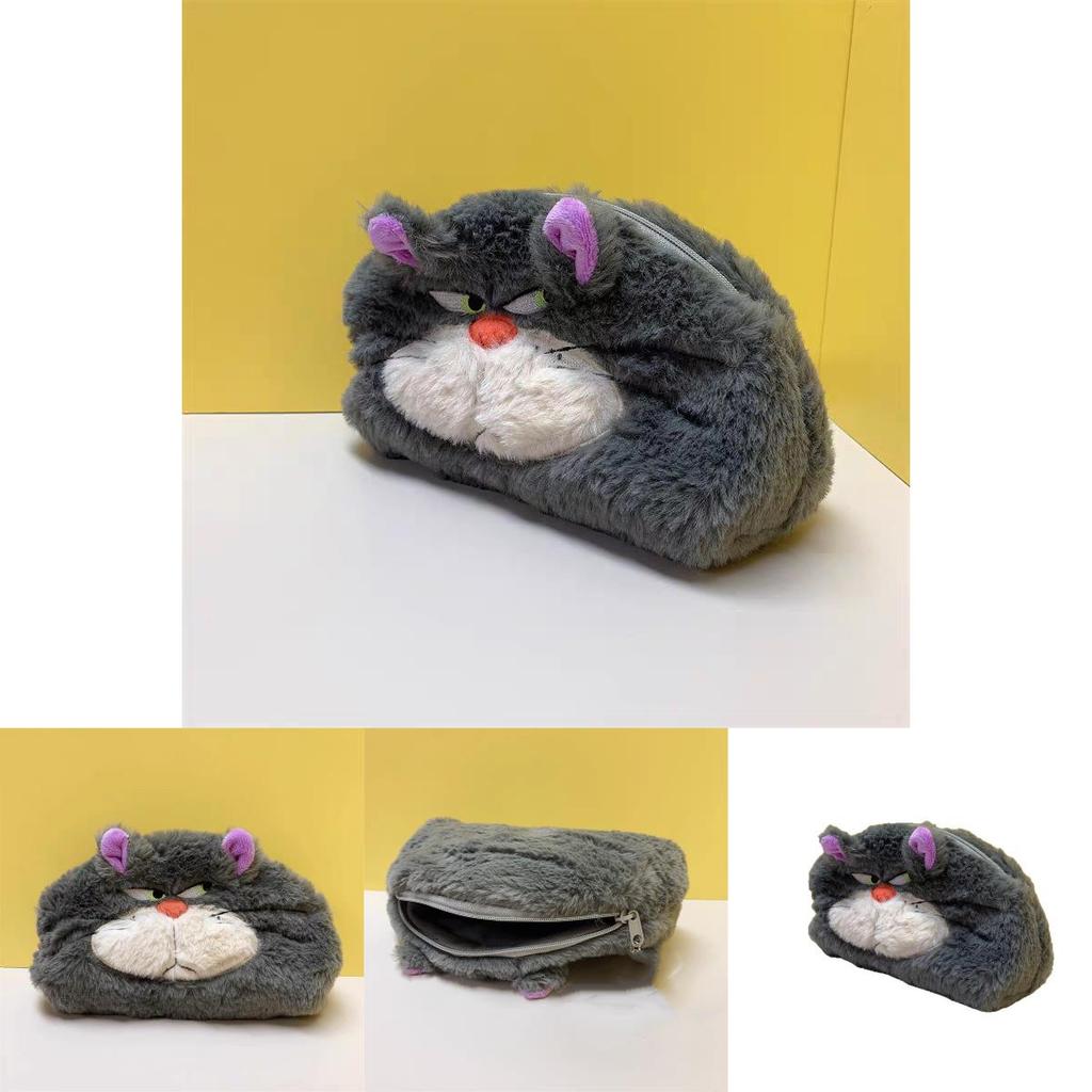 Lucifer Cat Plush Pencil Case With Large Capacity For Kids And Students