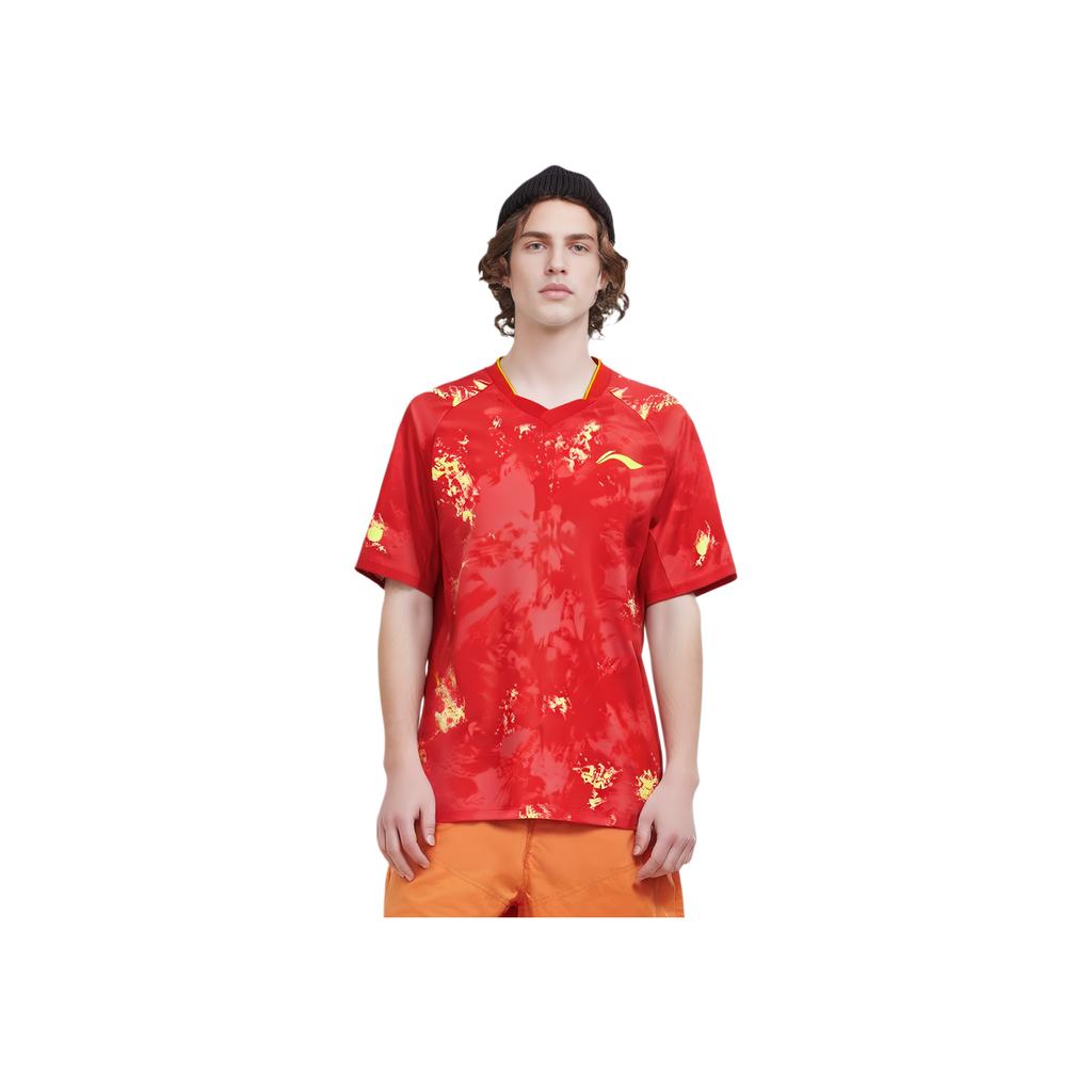 Li Ning Sports Comfortable Short Sleeve T-Shirt Unisex Tops Crimson AAYV087-2