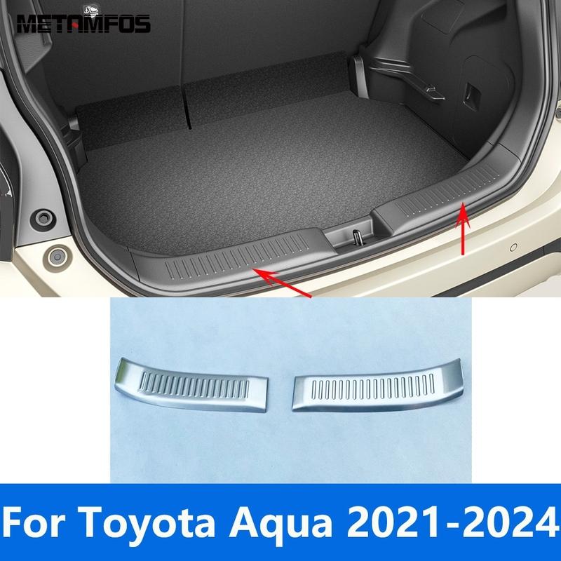 Car Accessories For Toyota Aqua    2024 Interior Rear Trunk Bumper Foot Plate Tailgate Door Sill Scuff Guard Plate