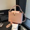 New 2025 Simple V-shaped Decoration Portable Ins Fashionable Foreign Style Shoulder Crossbody Trendy Bucket Women's Small Bag