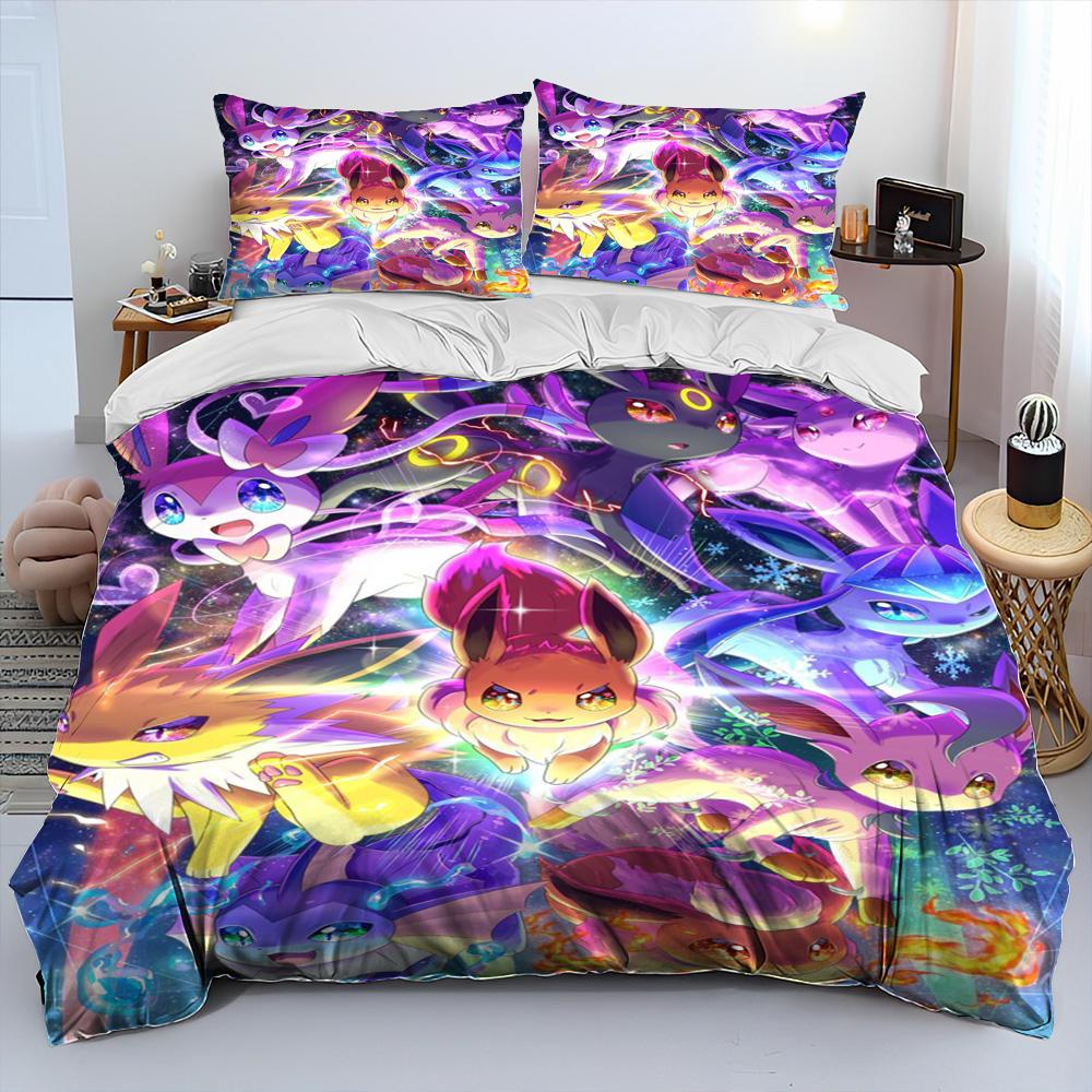 3D Cartoon Pikachu Pokemon Monster Bettdecke Bettwäsche Set Bettbezug Bett Set Steppdecke Bezug Kissenbezug Queen Bettwäsche Set Erwachsene Kinder