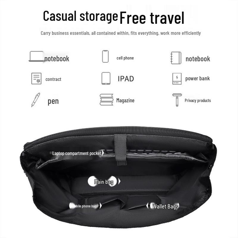 Men's Waterproof Oxford Cloth Crossbody Laptop Bag - Casual Business Shoulder Handbag, Shockproof Design