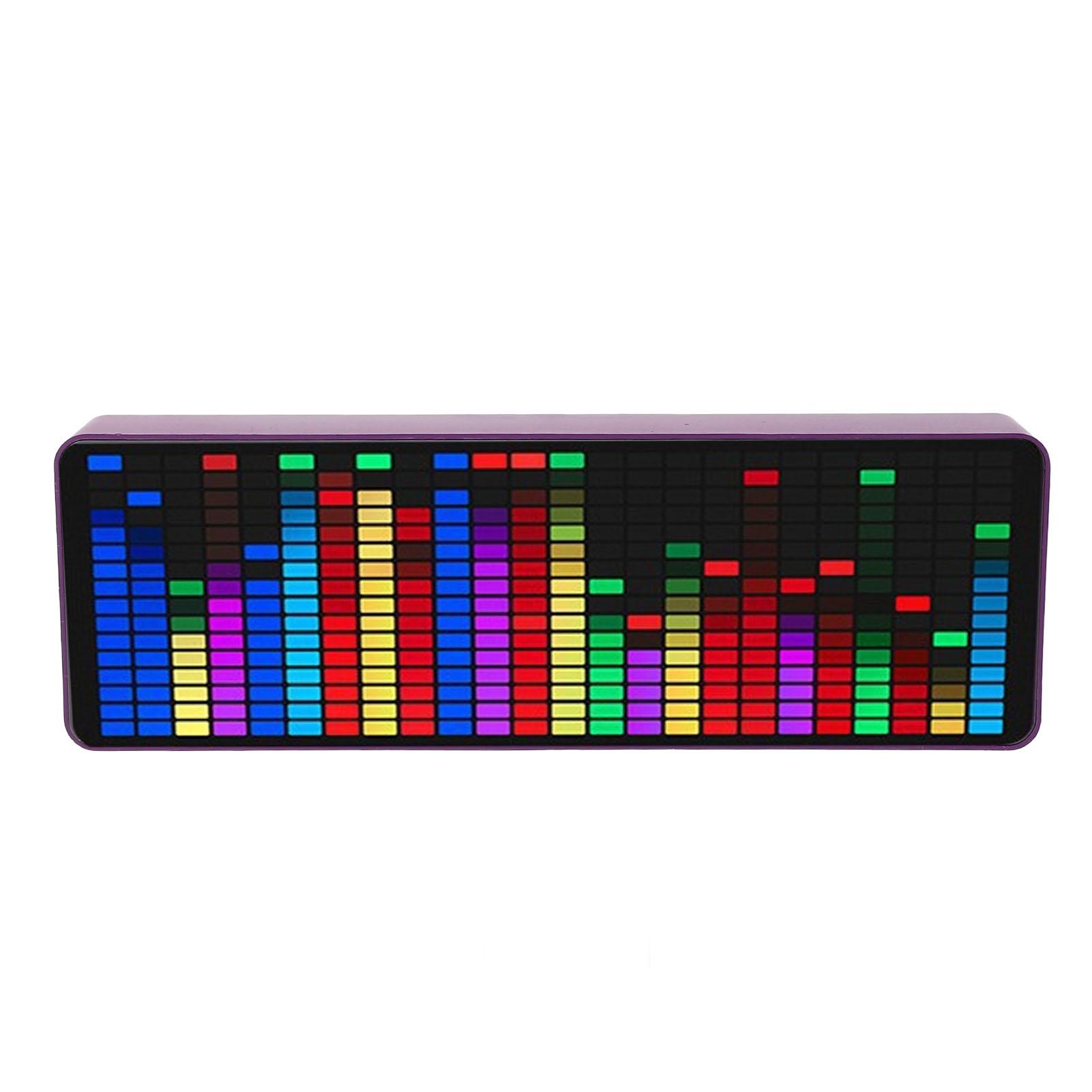 Music Spectrum Display 384 LED 1624 Segment Rhythm Light Level Voice Sensor Pickup Analyzer with Clock 20 Dynamic 7 Color ABS