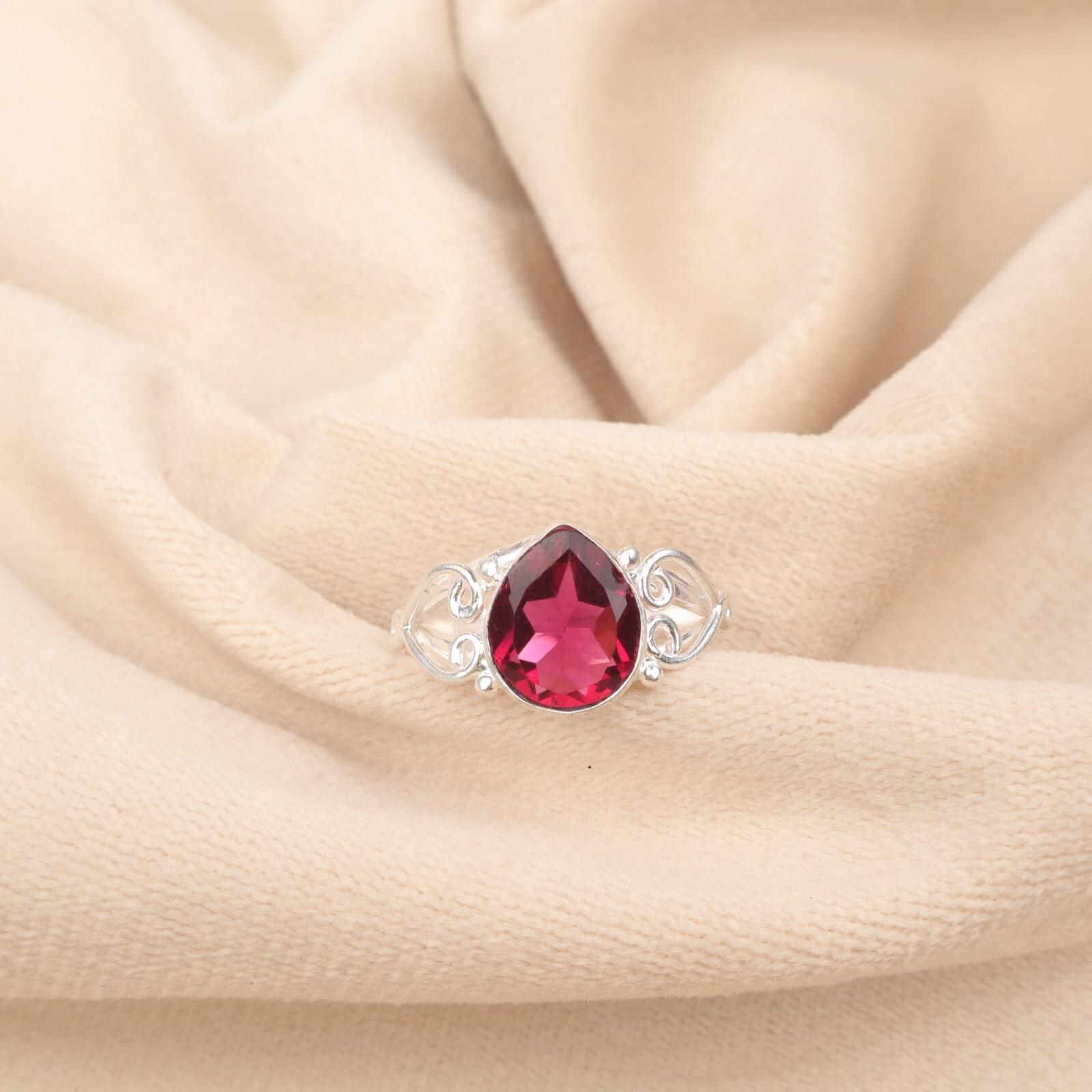 

Натуральный розовый рубеллит драгоценный камень 925 стерлинговое серебро ювелирные изделия ручной работы кольцо для невесты RR-46-13 8