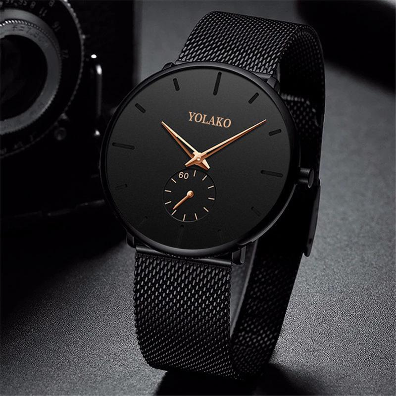 Minimalist Ultra Thin Men Quartz Watches Casual Sports Men Steel Mesh Band Watches Top Brand Male Clock