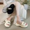 Muffin thick-soled small one-word slippers women's shoes wear 2025 new summer Korean version fashion cool slippers