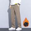 Coffee Khaki Black Gray Loose Casual Pants Men Winter Fleece Thermal Fashion Trousers Thick Velvet Straight Wide Leg Sweatpants