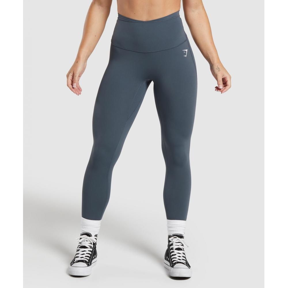 

GYMSHARK Mesh Waistband Leggings Titanium Blue B6A9B UCMQ