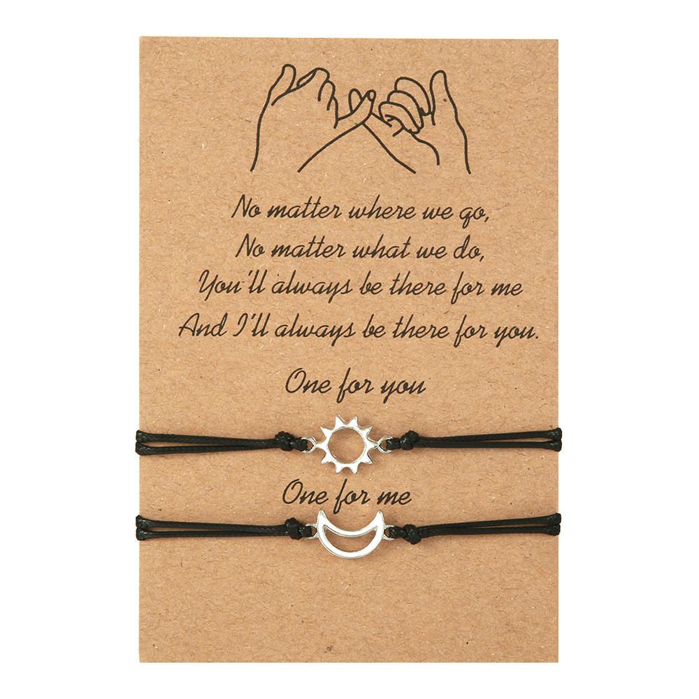 Creative Gold Silver Sun Moon Alloy Adjustable Couple Bracelet For Travel Gift