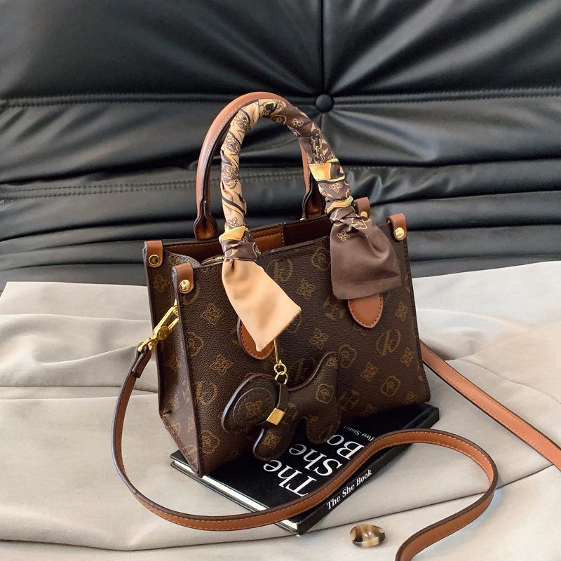 Vintage Print Cross-Border Women's Shoulder Tote - 2025 Niche Design for Middle-Aged Moms