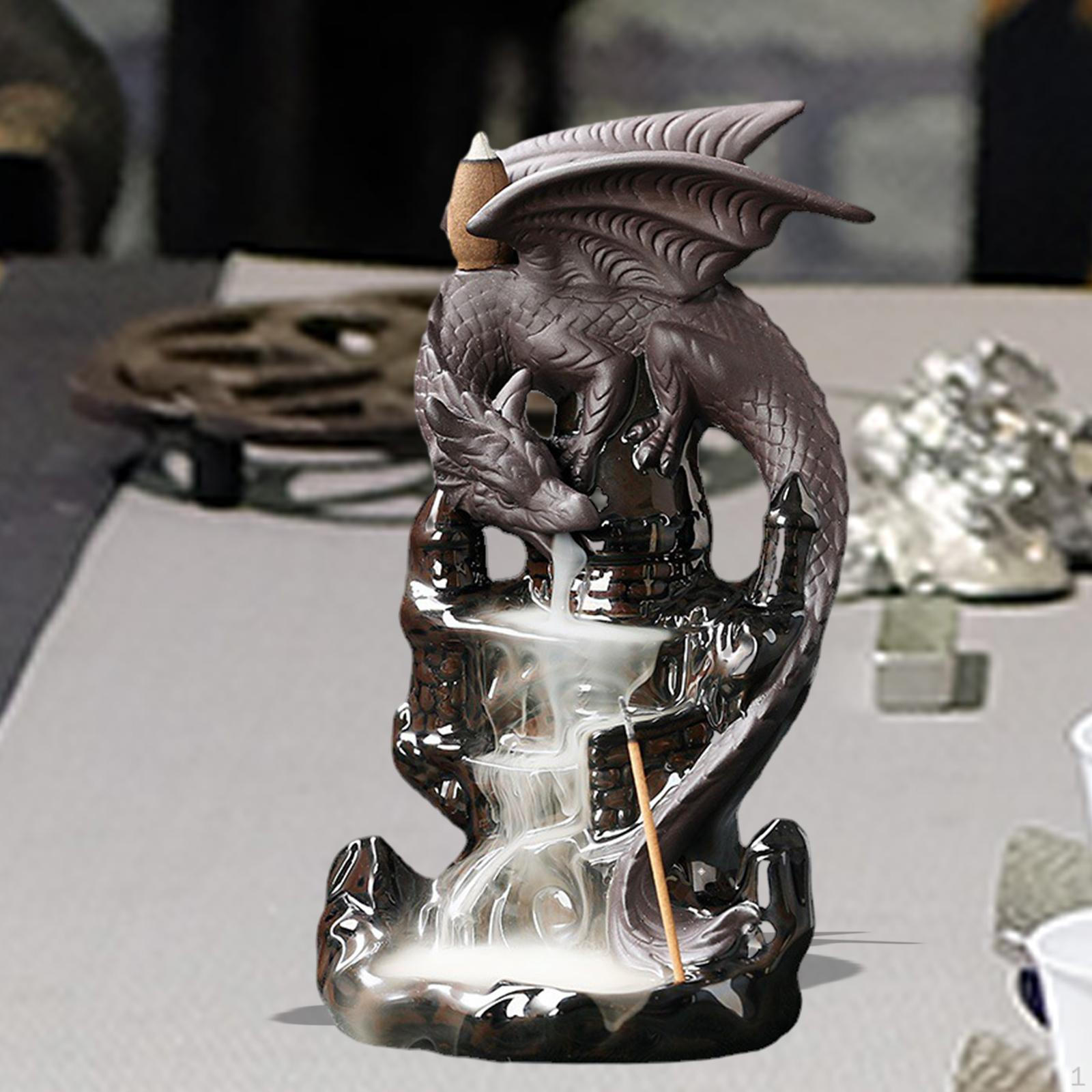 Backflow Incense Burner Dragon Holder Gift,Ornament,Home Decor Ceramic Statue for