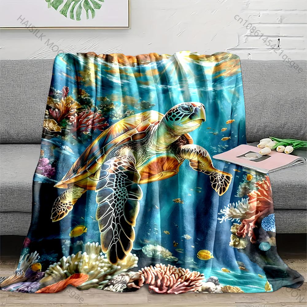 

Multiple sizes Turtle swimming in coral reef Blanket Suitable for Home Bedroom Sofa Travel Camping Blanket Various Sizes Gifts 75x90cm