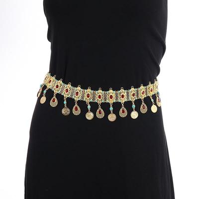 Elegant Gold Alloy Waist Chain with Rhinestone Tassels for Women